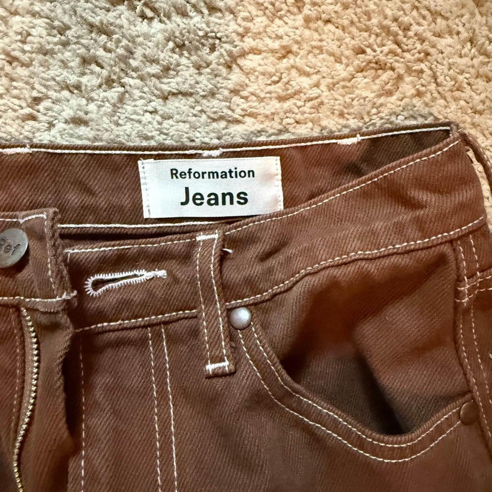 Reformation Chocolate Brown Cowboy Jeans - size 25